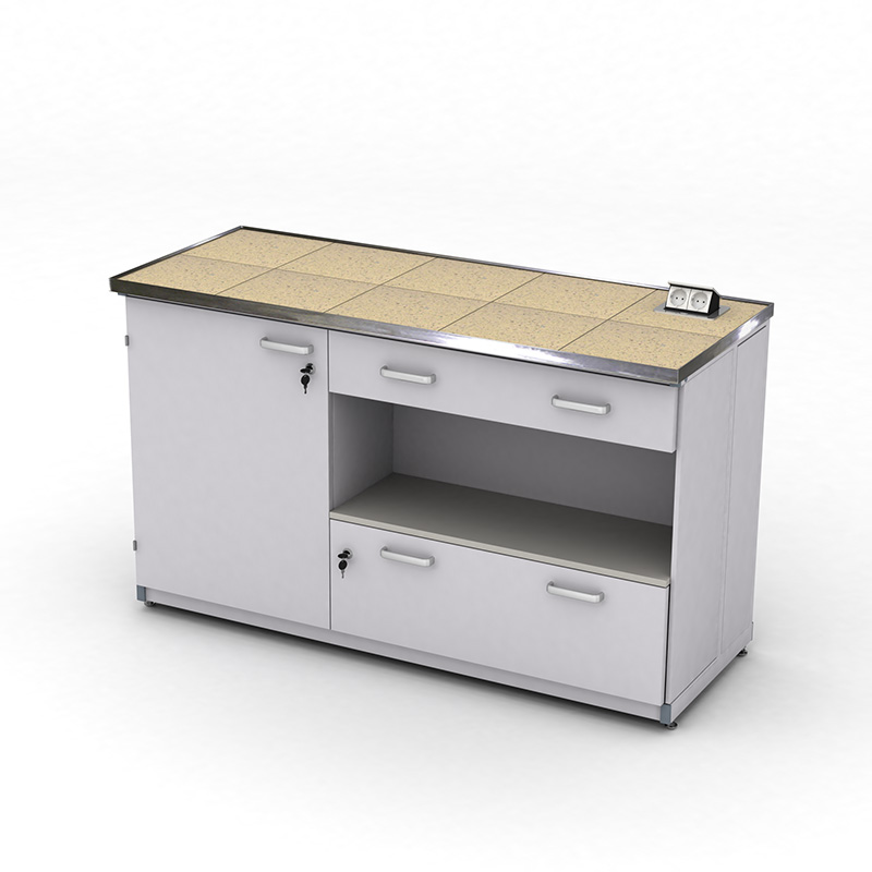 Cтіл демонстраційний лабораторний ЕКСПЕРТ з розетками, тумбою та шухлядами, 1500х600х900, керамограніт, арт. 41-08.223